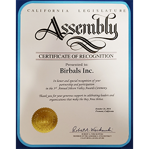 Assembly Certificate of Recognition image